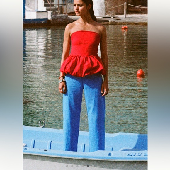 Anthropologie COLETTE Full-Length Linen Pants Maeve NEW 28 Blue - Picture 2 of 16